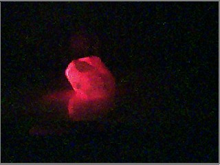 A chunk of Red Kryptonite energized by laser.